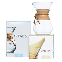 CHEMEX 6-Cup Classic Series Coffee Maker with 100 Square Filters in Elegant Packaging 