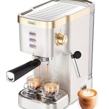 Gevi 20 Bar Espresso Machine with Milk Frother Steam Wand, featuring a compact design and advanced 1350W heating system for rich espresso and creamy froth