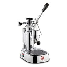 Classic La Pavoni EPC-8 Lever Style Espresso Machine in chrome and silver, perfect for home baristas. 