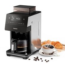 Galanz 2-in-1 Grind and Brew Coffee Maker in stainless steel with digital LED touchscreen, featuring a 12-cup capacity