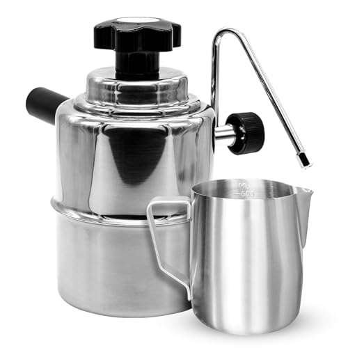 Bellman 50SS Stovetop Steamer Bundle with 600ml Milk Jug - Dual Hole Steam Wand for Barista Quality Milk Frothing