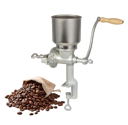 Vietora Eud High Hopper Cast Iron Manual Grain Mill - Durable Coffee and Grain Grinder with Adjustable Grinding Settings