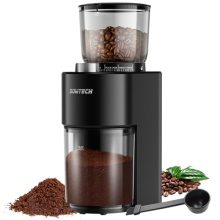 SOWTECH Adjustable Conical Burr Coffee Grinder with 38 grind settings, precision timer, and upgraded micro AC motor