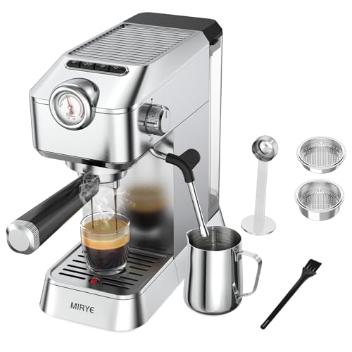 MR 20-Bar Stainless Steel Espresso Machine with Milk Frother and Removable Water Tank 