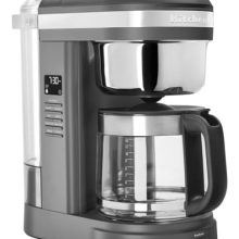 KitchenAid KCM1209DG Drip Coffee Maker in Matte Grey with 12-cup capacity and 29-hole spiral showerhead