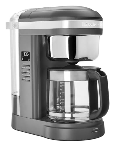 KitchenAid KCM1209DG Drip Coffee Maker in Matte Grey with 12-cup capacity and 29-hole spiral showerhead