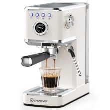 Compact Stainless Steel Espresso Machine with 20 Bar Pressure Pump, Milk Frother, and Cold Brew Option – Professional Coffee Maker, 12.2 x 6.1 x 12.5 inches