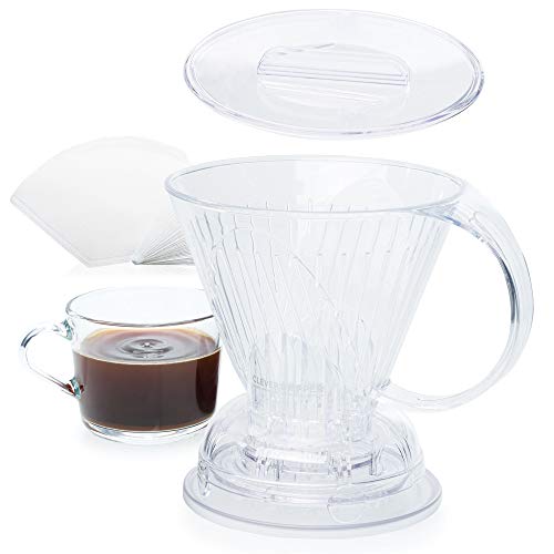 Clever Coffee Dripper 18 oz with Filters – BPA-Free Plastic Pour Over and French Press Hybrid for Perfect Coffee Every Time