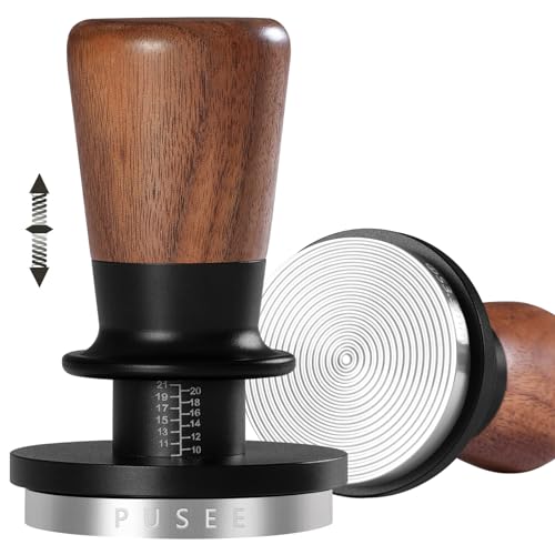 PUSEE 58mm Espresso Tamper with Walnut Wood Handle and Stainless Steel Base - Perfect for Home and Professional Baristas