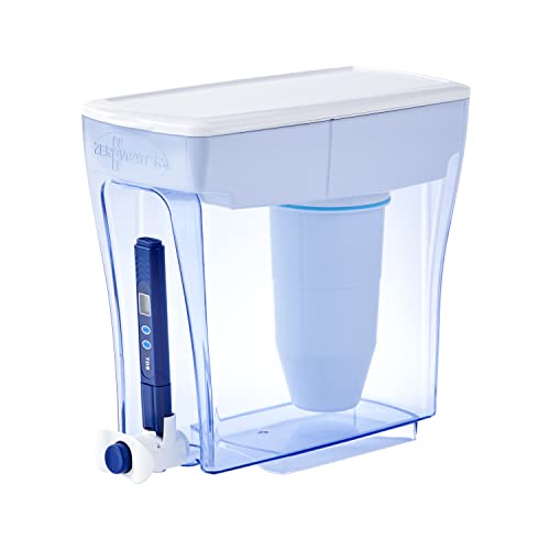 Culligan ZeroWater 20-Cup Water Filter Dispenser in Blue/White with 5-Stage Ion Exchange Filter and TDS Meter