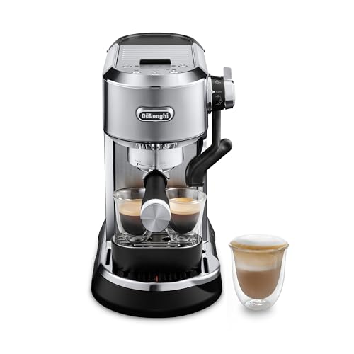 De'Longhi EC950M Dedica Maestro Plus Espresso Machine with 15-Bar Pressure and Automatic Steam Wand in Stainless Steel.