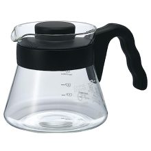 Hario V60 Glass Coffee Server 450ml in Black with Durable Borosilicate Glass, Black Plastic Handle and Lid