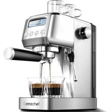 amzchef 20 Bar Espresso Machine with Milk Frother and LCD Panel – Compact Coffee Maker for Home Use