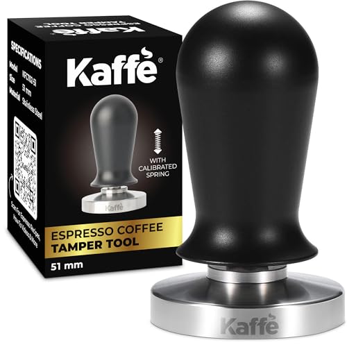 Kaffe 51mm Stainless Steel Espresso Tamper with Calibrated Spring, Ergonomic Handle for Consistent Tamping Pressure, Ideal for Espresso Machines.