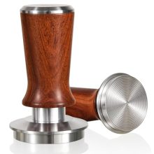 53.3mm Espresso Tamper with Spring-Loaded Mechanism, Ripple Base, and Rosewood Handle, designed for 54mm Breville Portafilters