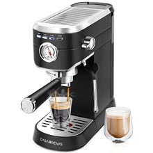 CASABREWS 20 Bar Espresso Machine in sleek black and stainless steel