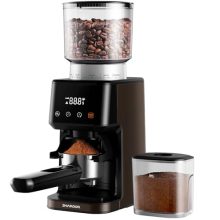 SHARDOR Conical Burr Coffee Grinder with Precision Timer and 51 Grind Settings, featuring anti-static technology and large 12.5oz bean hopper, ideal for home use