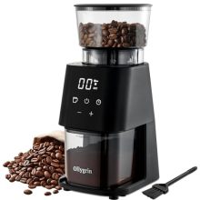 Ollygrin Conical Burr Coffee Grinder - Black with 30 Grind Settings and Digital Timer for Espresso, Drip Coffee, and French Press