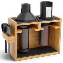 HEXNUB Bamboo Organizer for AeroPress – Stylish Coffee Station with Silicone Dripper Mats