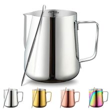 21oz Kyraton Stainless Steel Milk Frothing Pitcher with Ergonomic Handle and Latte Art Pen for Perfect Cappuccinos and Lattes.