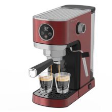 DRAGONBALL 1350W Espresso Machine in retro red with 20-bar pressure system, steam milk frother, and removable 40 oz water tank