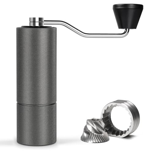 Manual Coffee Grinder with Stainless Steel Conical Burr and Adjustable Settings, Ideal for Travel and Home Brewing