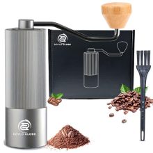 Compact Manual Coffee Grinder with Stainless Steel Blades – Includes Adjustable Settings and Cleaning Brush for Easy Maintenance