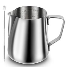 12oz Stainless Steel Milk Frothing Pitcher with Ergonomic Handle – Perfect for Coffee, Latte Art, and Espresso