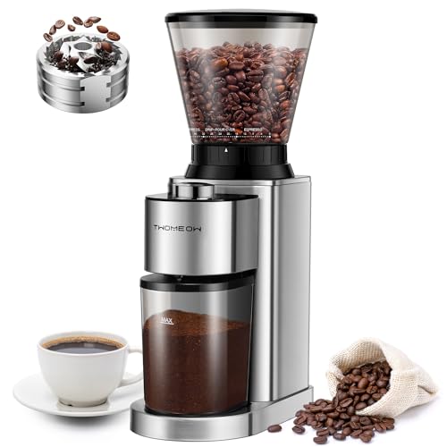 Conical Burr Coffee Grinder with 48 grind settings, stainless steel construction, and anti-static technology