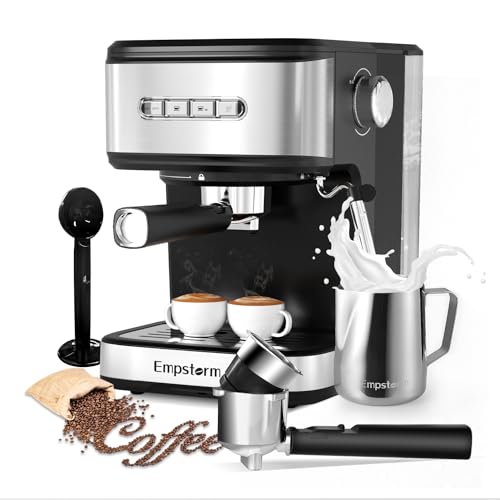 Empstorm 20 Bar Espresso Machine with Milk Frother and Dual Coffee Options