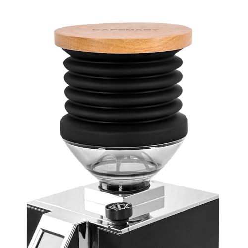 Single Dose Coffee Hopper with Wood Lid, Air Blower, and Clear Bean Hopper for Eureka Mignon Grinders – Includes Cleaning Brush