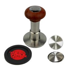 Force Tamper Automatic Impact Coffee Tamper with Adjustable Pressure and Wooden Handle