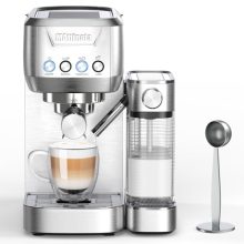 MAttinata 20-Bar Espresso Machine with Automatic Milk Frother – Home Coffee Maker with Dual Wall & ESE Filters, Stainless Steel