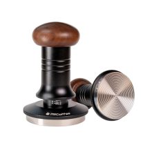 MiiCoffee 58.5mm Adjustable Espresso Tamper with Ripple Base – Stainless Steel and Wood Handle for Consistent Tamping and Even Coffee Grounds Distribution