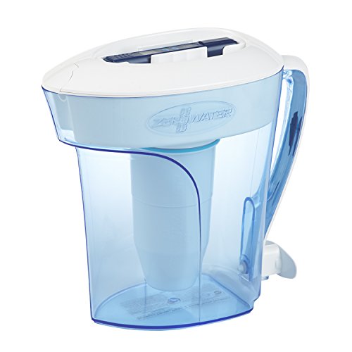 ZeroWater 10-Cup Ready-Pour 5-Stage Water Filter Pitcher in Night Sky, featuring a built-in TDS meter for monitoring dissolved solids