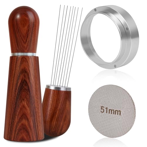 51mm Espresso Accessory Kit with WDT Tool, Magnetic Dosing Funnel, and Reusable Puck Screen