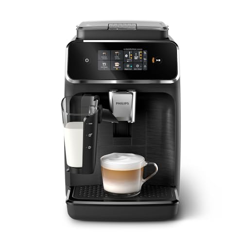 PHILIPS 2300 Series Fully Automatic Espresso Machine in Matte Black with LatteGo milk system and modern touch screen