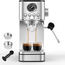 Stainless Steel 20 Bar Espresso Machine with Milk Frother | Compact Coffee Maker for Espresso, Latte, and Cappuccino