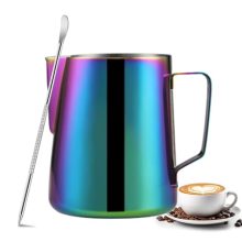 High-quality 350ml/600ml stainless steel milk frothing pitcher with ergonomic handle and V-sharp mouth design, includes latte art pen for cappuccino and latte preparation