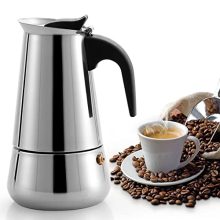 ENMMRLA Stainless Steel Stovetop Espresso Maker 200ml - 4 Cup Drip Coffee Pot for Home and Outdoor Use, featuring an ergonomic handle and compatibility with all stove types.