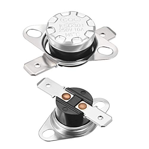 uxcell KSD301 Thermostat 145°C / 293°F Temperature Switch for Microwaves, Ovens, and Coffee Makers - 2 Pack with Bakelite Material