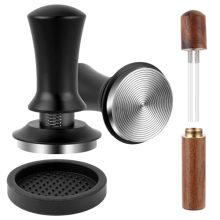 53mm Espresso Tamper with Spring Loaded Press, Silicone Mat, and WDT Tool for Perfect Coffee Extraction