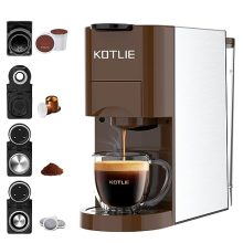 KOTLIE 4-in-1 Single Serve Coffee Maker: Brew Espresso, K-Cups, Ground Coffee, and ESE Pods with 19-Bar Pump and 1450W Heating