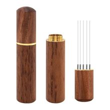 Espresso Coffee Stirrer with Rosewood Handle and 5 Stainless Steel Needles – Ideal for Even Coffee Distribution and Improved Extraction.