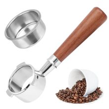 54mm Bottomless Portafilter with Red Branch Wood Handle and Puck Screen, Compatible with 54mm Breville Espresso Machines