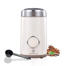 DR MILLS DM-7441 Electric Coffee Grinder with stainless steel blade and cup, featuring a viewing lid, safety switch, and included brush for easy cleaning. Ideal for grinding coffee beans, spices, and herbs