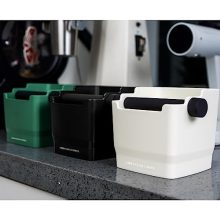 Black Knock Box Professional Coffee Grounds Container with SUS304 Knock Bar - Noise-Reducing, Splash-Preventing Design