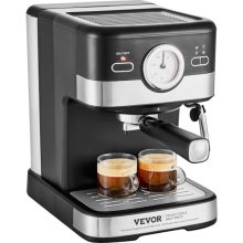 VEVOR 15-Bar Semi-Automatic Espresso Machine with Milk Frother, Stainless Steel Design, 34 oz Removable Water Tank, and Temperature Control