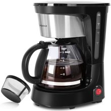 Compact Aigostar 5 Cup Coffee Maker with reusable filter, hot plate, and glass coffee pot – ideal for home and office use