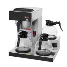 SYBO 12-Cup Commercial Coffee Maker with Stainless Steel Finish, Multi-Stream Spray Head, and Three Glass Decanters